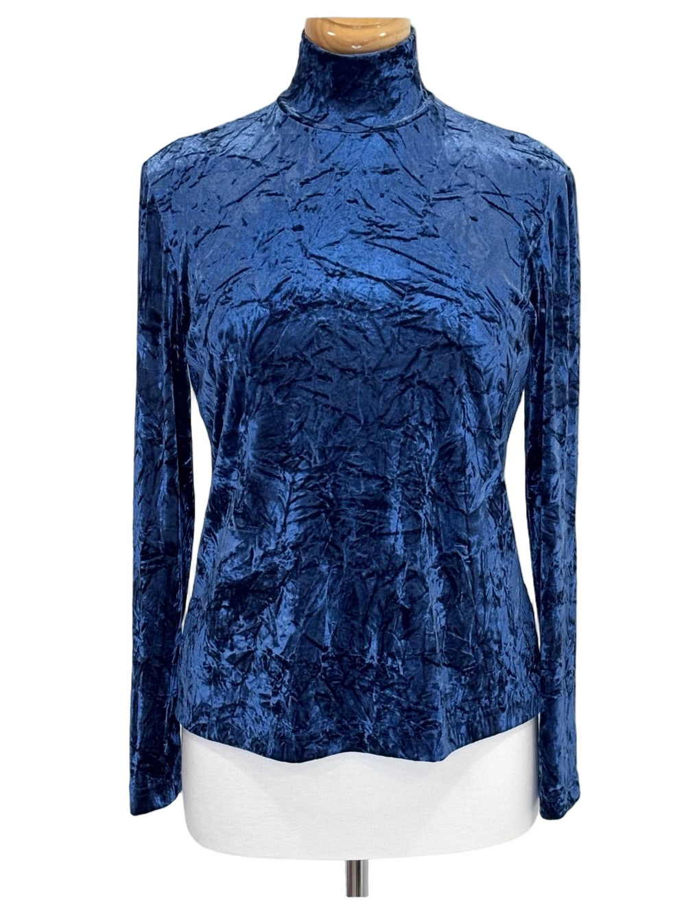 Libra blue crushed velvet top